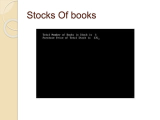 Stocks Of books
 