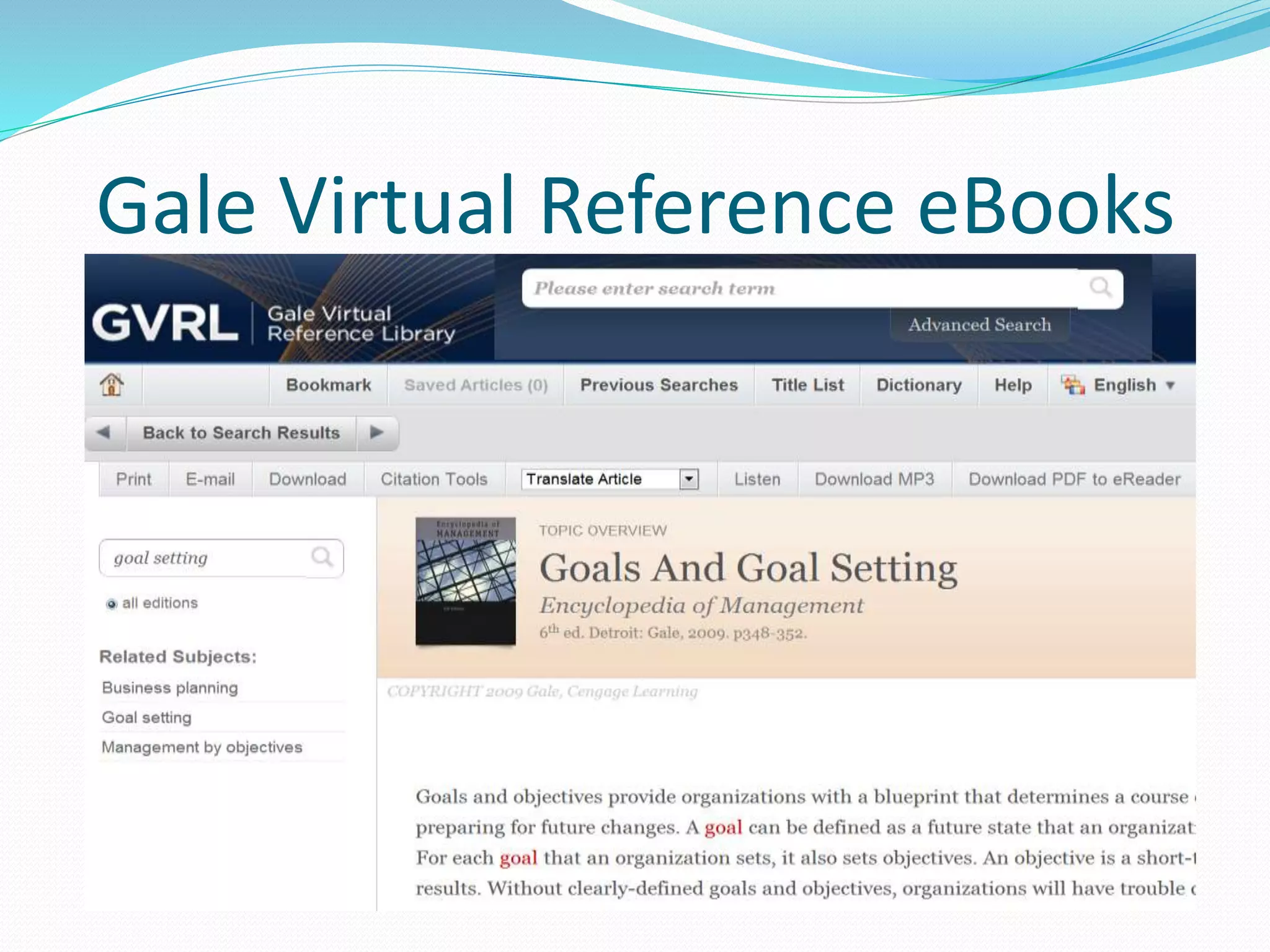 Gale Virtual Reference eBooks 
 