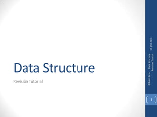 Data Structure
Revision Tutorial
15-Oct-2011
©RohitBirlaDataStructure
RevisionTutorial
1
 