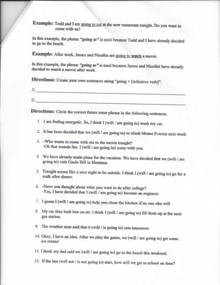 you are not going to go out tonight
she is going to travel to USA on holidays