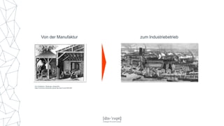 Von der Manufaktur zum Industriebetrieb
Von Unbekannt - Bookscan, Gemeinfrei,
https://commons.wikimedia.org/w/index.php?curid=5461984
 