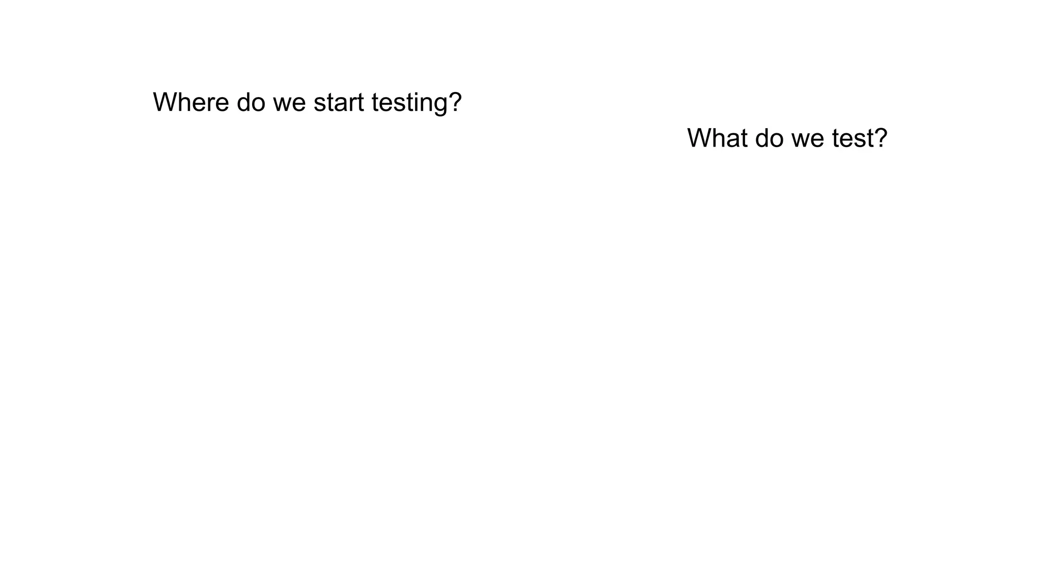 Where do we start testing?
What do we test?
 