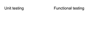 Unit testing Functional testing
 