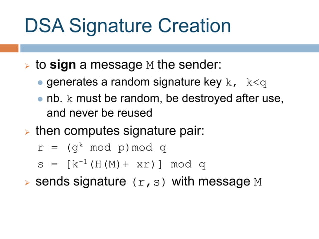Digital Signature Standard | PPT | Technology & Computing