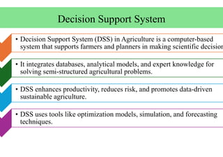 Advanced Decision Support Systems and AI Applications in Agriculture | PDF