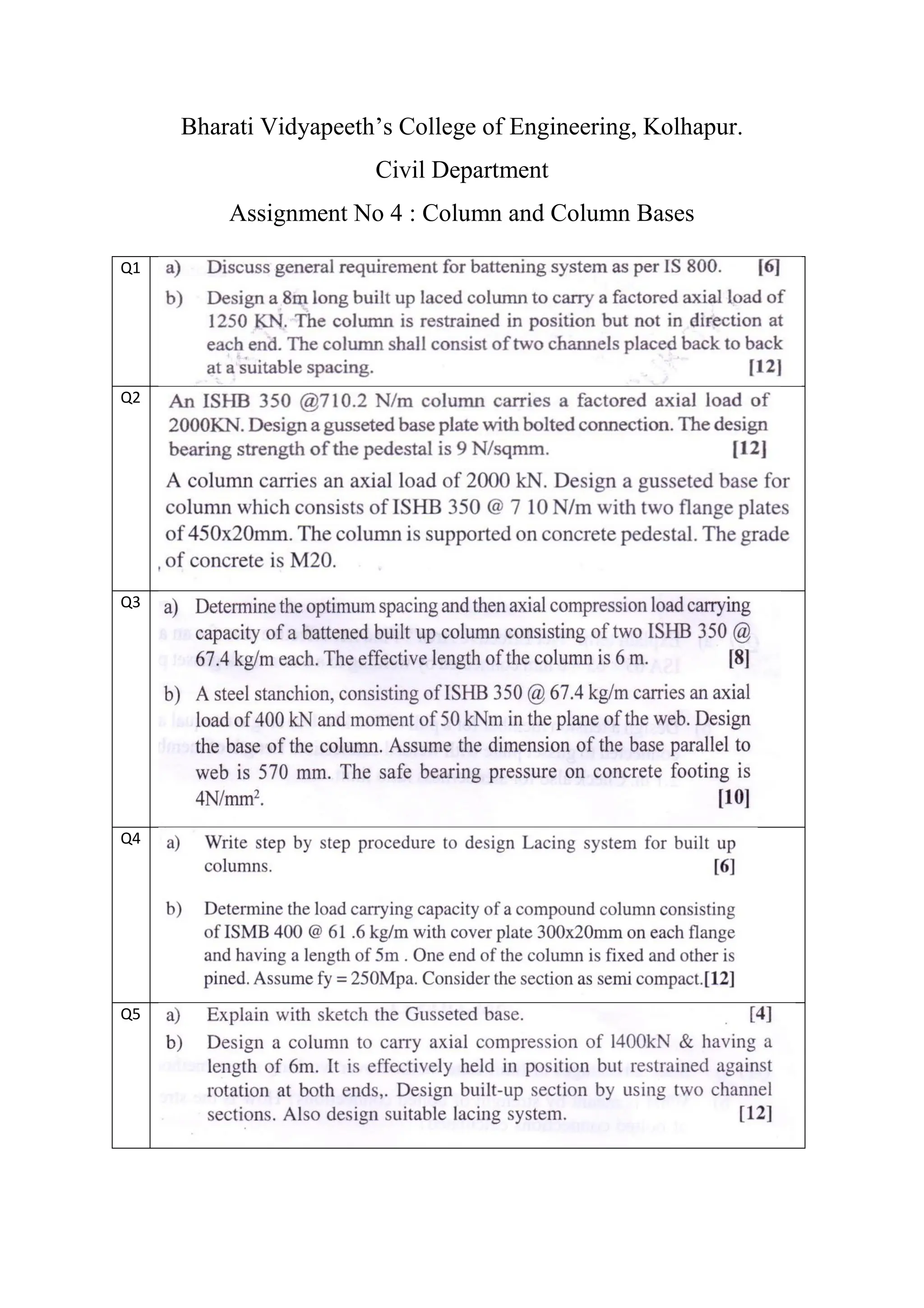Design of steel structure Assignment no 4 | PDF