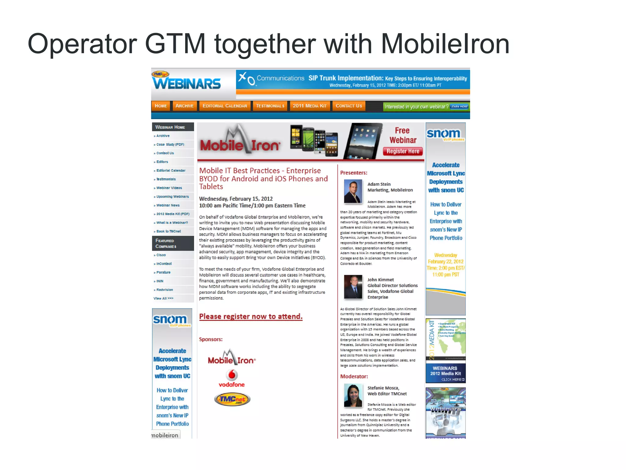 Operator GTM together with MobileIron
 