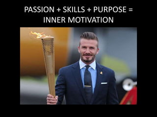 PASSION + SKILLS + PURPOSE =
INNER MOTIVATION
 