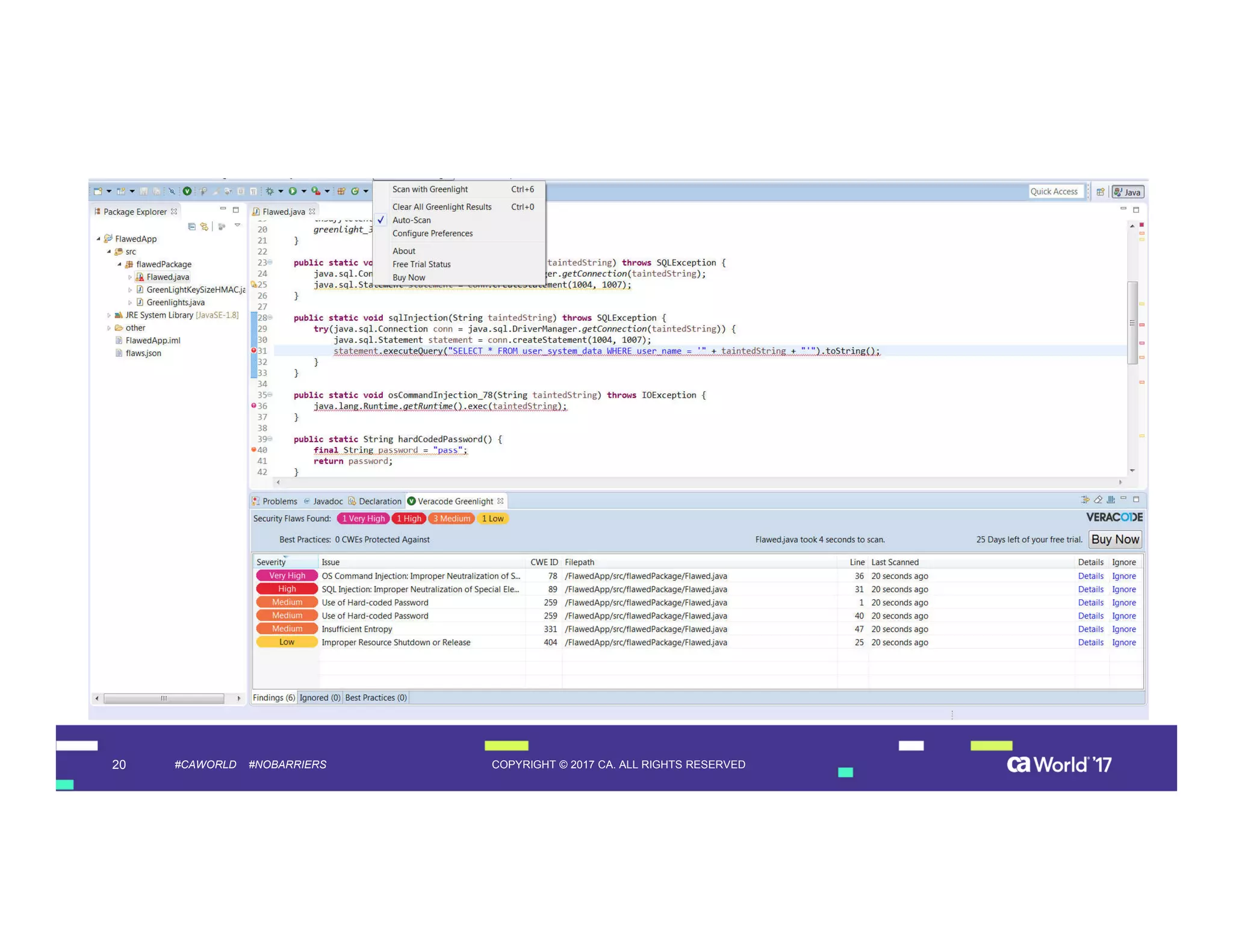 20 COPYRIGHT © 2017 CA. ALL RIGHTS RESERVED#CAWORLD #NOBARRIERS
 