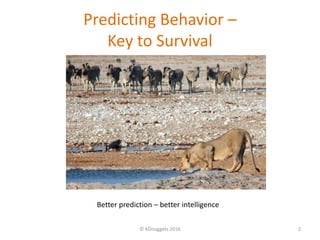 Predicting Behavior –
Key to Survival
© KDnuggets 2016 2
Better prediction – better intelligence
 