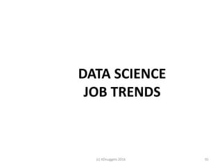 DATA SCIENCE
JOB TRENDS
(c) KDnuggets 2016 91
 