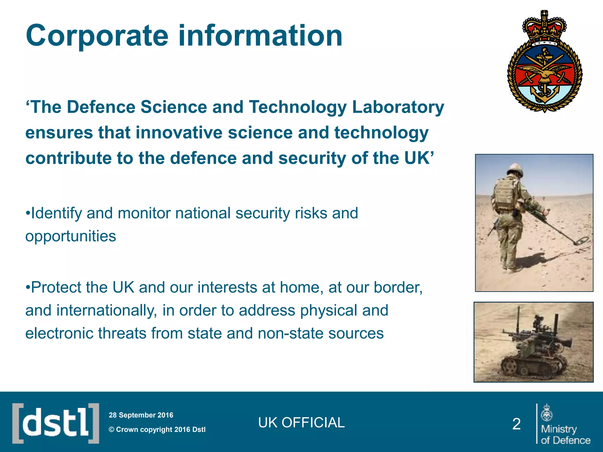 Dstl Medical Countermeasures for Dangerous Pathogens | PPT