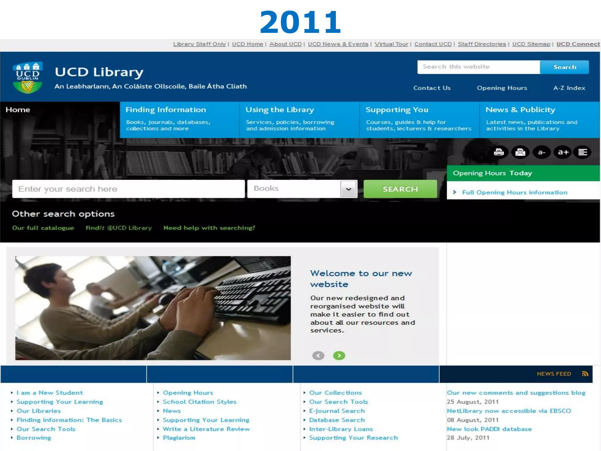 2011
New Content Management System
Change to Website support Model
Evaluation of Website Content
 