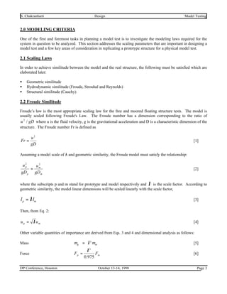 Physical Model Testing of Floating Offshore Structures | PDF
