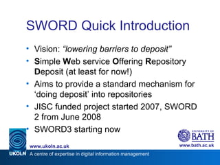 Making Repository Easier With SWORD