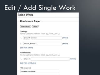 Edit / Add Single Work
 