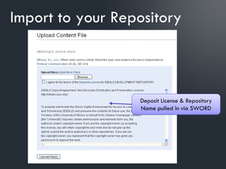 Import to your Repository



                  Deposit License & Repository
                  Name pulled in via SWORD
 