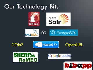 Our Technology Bits


            OR


  COinS               OpenURL
 