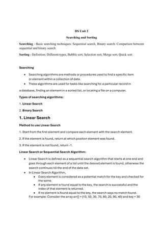 Guide to Searching and Sorting Algorithms in Data Structures | PDF