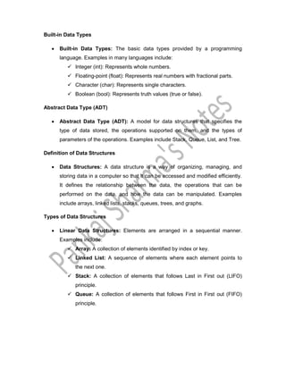 built-in types of data Images High Quality Grahic MCA_Data Structure_Notes_of_UNIT_I & II.pdf