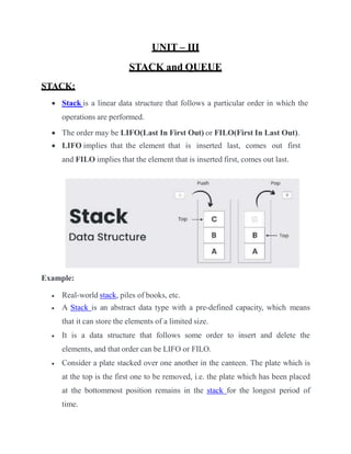 Stack and its operations, Queue and its operations | PDF