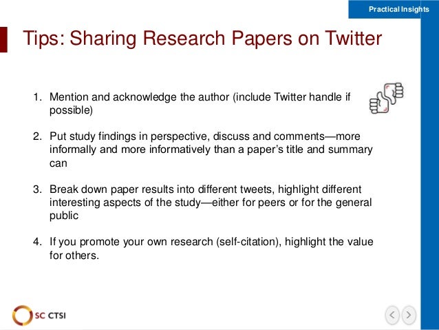 Disseminating Scientific Research Via Twitter Research Evidence And
