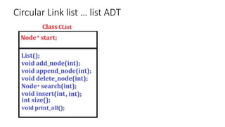Circular Link list … list ADT
 