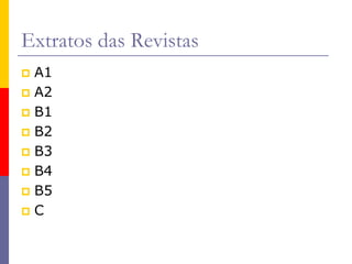 Extratos das Revistas
 A1
 A2
 B1
 B2
 B3
 B4
 B5
 C
 