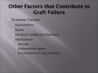  Systemic Factors
 Malnutrition
 Sepsis
 Medical Conditions (Diabetes)
 Medications
 Steroids
 Antineoplastic agents
 Vasonconstrictors (e.g. nicotine)
 
