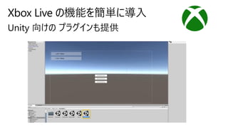 Xbox Live の機能を簡単に導入
Unity 向けの プラグインも提供
 