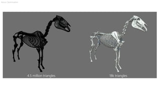 4.5 million triangles
81 draw calls
227 MB
18k triangles
1 draw call
7 MB
About Optimization
 