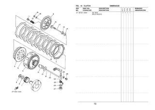 15
FIG. 10 CLUTCH EMBRAGUE
27 93104−14004 OIL SEAL 1 1 1 1
SELLO ACEITE
REF. PART NO. DESCRIPTION REMARKS
NO. CODIGO NO. DESCRIPTION OBSERVACION
3TT7
3TT8
3TS9
3TSA
 