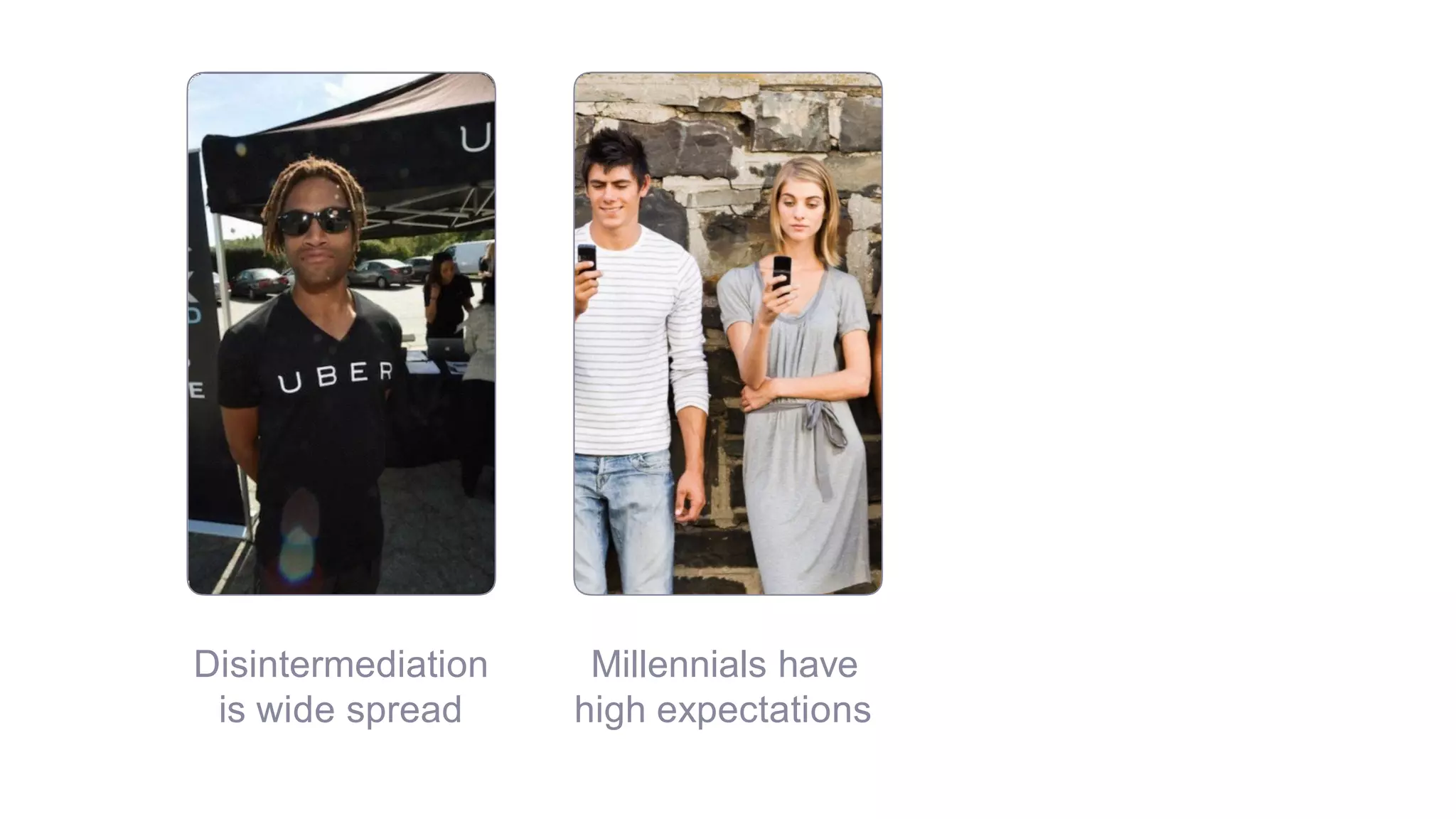 Disintermediation
is wide spread
Millennials have
high expectations
 