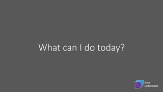 Data
Understood
What can I do today?
 