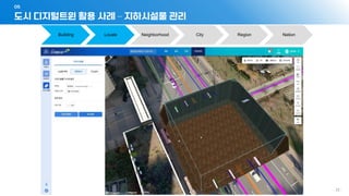 도시 디지털트윈 활용 사례 – 지하시설물 관리
05
- 33 -
Building Locale Neighborhood City Region Nation
 