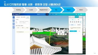 도시 디지털트윈 활용 사례 – 문화재 조망 시뮬레이션
05
- 40 -
Building Locale Neighborhood City Region Nation
 