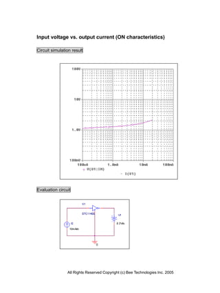 Input voltage vs. output current (ON characteristics)

Circuit simulation result




Evaluation circuit




                All Rights Reserved Copyright (c) Bee Technologies Inc. 2005
 