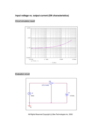 Input voltage vs. output current (ON characteristics)

Circuit simulation result




Evaluation circuit


                                           U2


                                  DTC124XE




                         I2                                           V1

                     0Adc                                               0.3Vdc




                     0



                All Rights Reserved Copyright (c) Bee Technologies Inc. 2005
 