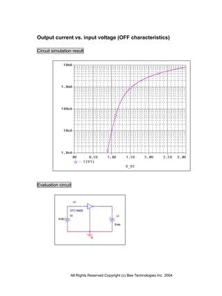 Output current vs. input voltage (OFF characteristics)

Circuit simulation result




Evaluation circuit




                  All Rights Reserved Copyright (c) Bee Technologies Inc. 2004
 
