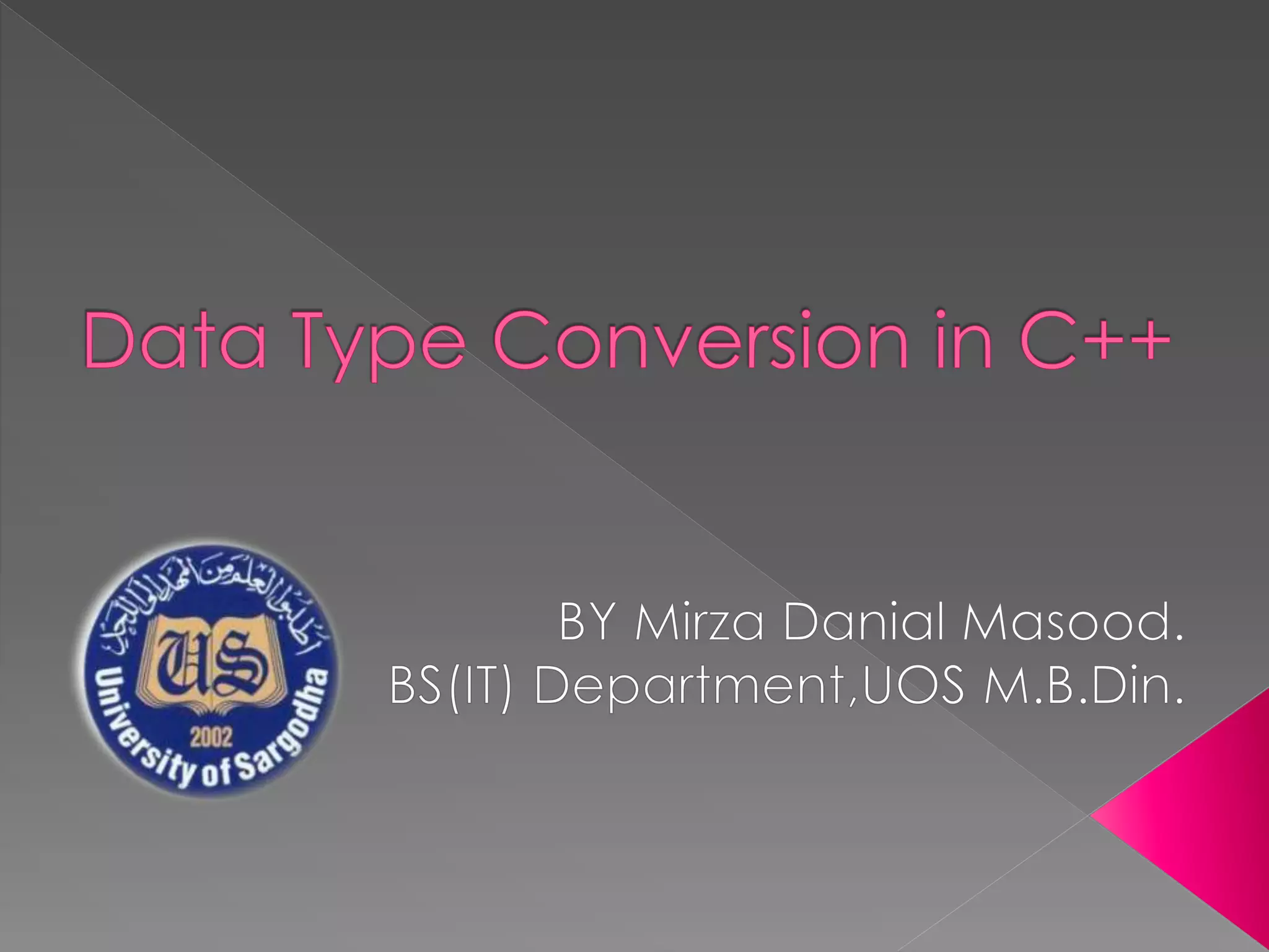 Data Type Conversion in C++ | PPT