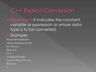 Data Type Conversion in C++ | PPTX
