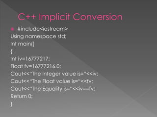 Data Type Conversion in C++ | PPTX