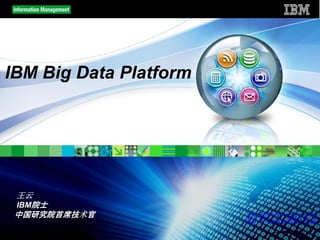 IBM Big Data Platform




 王云
 IBM院士
 中国研究院首席技术官
                        DTCC2012
 