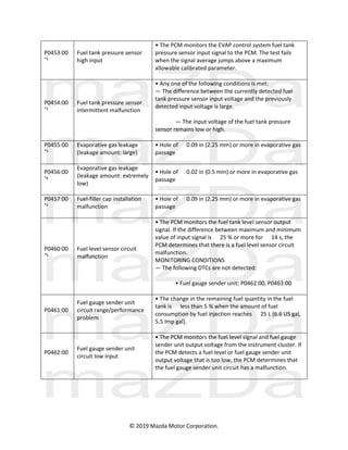 DTC DETECTION LOGIC AND CONDITIONS [SKYACTIV-G 2.0] | PDF