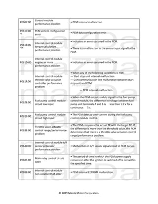 DTC DETECTION LOGIC AND CONDITIONS [SKYACTIV-G 2.0] | PDF