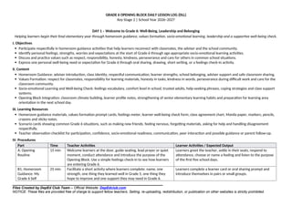 Opening Block Activities.pdf Grade 6 Opening Block Daily Lesson Log for Student Success | DOCX