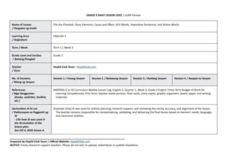 Grade 3 English Lesson Plan: Story Elements, Vocabulary, and Sentence ...