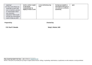 Grade 6 GMRC Lesson on Self-Recognition and Dignity | DOCX