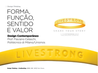 Design Thinking — Coolhunting • | IED | BR | SP | Fabio Silveira
Design Thinking23
FORMA,
FUNÇÃO,
SENTIDO
E VALOR
Design Contemporâneo
Prof. Flaviano Celaschi,
Politécnico di Milano/Unisinos
 