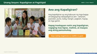 Prepared By: DepEd Club Team - DEPEDCLUB.COM
Prepared By: DepEd Club Team - DEPEDCLUB.COM
Unang Sesyon: Kapaligiran at Pagtitipid GMRC 2 | Term 1 Week 9
Ano ang Kapaligiran?
Ang kapaligiran ay ang kabuuan ng mga bagay
at kalagayang nakapaligid sa atin - tahanan,
paaralan, puno, tubig, hangin, pagkain, hayop,
at mga gamit.
Kapag inaalagaan natin ang kapaligiran,
nagiging mas ligtas, malinis, at maayos
ang ating pamumuhay.
Kaya nating magsimula sa maliliit na gawi.
Pagtitipid na Nakabubuti sa Kapaligiran 4
 